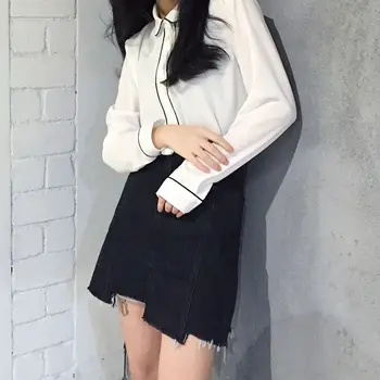 Fuste Femei Din Denim Negru Ciucure Buzunare Cu Fermoar Butonul Doamnelor Elegante Femei De Agrement Streetwear Coreeană Stil La Modă Fusta Mini