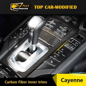 Real fibra de carbon,transport Gratuit 9pcs/set fibra de Carbon Ornamente de Interior pentru Porsche Cayenne,Piese de Interior 2011-2017
