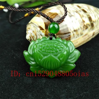 Natural Verde Chinezesc Jad Lotus Pandantiv Colier Moda Bijuterii Farmec Sculptate Amuleta Cadouri pentru Femei Barbati
