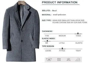 Mwxsd brand bărbați merino lână jachete și bărbați haina de iarna mijloc de lungă haină de lână cald amestec sacou masculin Palton cald