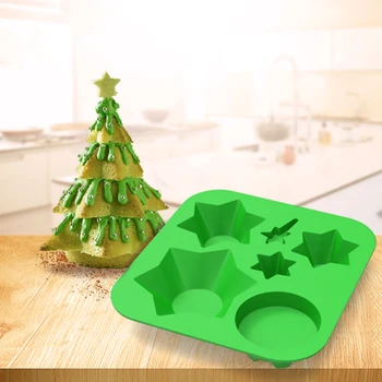 DIY de Crăciun Pomul Copt Tort Mucegai Silicon Ciocolata se Coace Mucegai Jelly Wax Cuburi de Gheata Tava Multi-Stratificat 3D Xmas Copac Tort Mucegai
