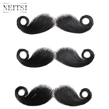 Neitsi Top de Vânzare Barbă Falsă Pentru Bărbați Realist Dantela Barba lucrate Manual Cu Păr Adevărat Invizibil Remy de Păr Mustață LE-202