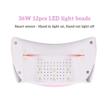 36W UV LED Lampa de Unghii Nail Dryer Aparat Pentru Uscare Gel lac de Unghii Ecran LCD Senzor Inteligent Timer Mini Nail Art Manichiura Instrumente