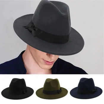 Classic British Wool Fedora Pălărie Bărbați Femei Imitație De Lână De Iarnă Pălării De Fetru De Moda Jazz Arc Capace Cu Ridicata Panama Sombrero Capac