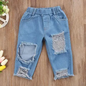 2020 Nou Brand Copil copil Copil Fata de Copii de Pe Umăr Topuri Pantaloni din Denim Blugi Haine Bentita 3Pcs Set de Haine de Moda 1-6Y