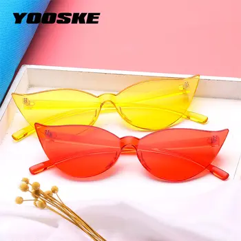 YOOSKE 2019 Ochi de Pisica ochelari de Soare pentru Femei Brand de Lux de Epocă Ochelari de Soare pline de culoare Roz Galben ochelari de soare Trendy Nuante pentru Femei