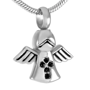 IJD9309 Mic Înger Zână Ține de Cristal Cruce din Oțel Inoxidabil suvenir urne Colier Pentru Cenușa Celor Dragi +Umple Kit