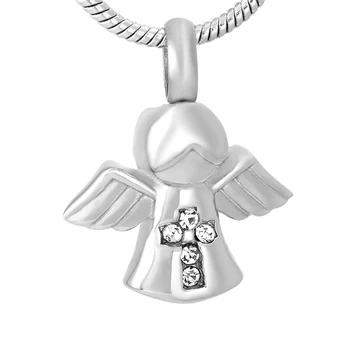 IJD9309 Mic Înger Zână Ține de Cristal Cruce din Oțel Inoxidabil suvenir urne Colier Pentru Cenușa Celor Dragi +Umple Kit