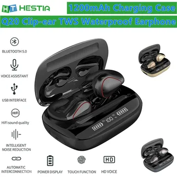 Clip ureche TWS Cască Bluetooth 1200mAh de Încărcare Caz Impermeabil Sport Căști fără Fir HiFi Stereo de Reducere a Zgomotului Eardbuds