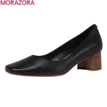 MORAZORA vânzare Fierbinte de vară 2020 rochie de petrecere pantofi din piele superficial femei pompe tocuri groase square toe pantofi doamnelor
