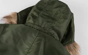 Barbati gros de pluș haina jacheta de iarna haina verde de armata de oameni care zboară jacheta bomber strada haină cu glugă