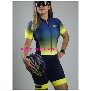 2020 Femei XAMA PRO Gradiente Triatlon Skinsuit Seturi Scurte de Îmbrăcăminte Conjunto Feminino Ciclismo Bicicleta Jersey Ciclism Salopeta