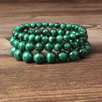LanLi 8mm moda Bijuterii Naturale de Verde Malachit piatra margele brățară fi apt pentru Glamour rmen și femei amuleta