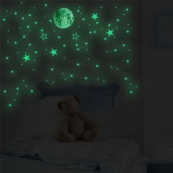 Zollor 127pcs Stele Luminoase Luna DIY Autocolant Decorativ de Perete Tavan autoadezive Murală Decal Noapte de Petrecere Glow în Întuneric