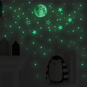 Zollor 127pcs Stele Luminoase Luna DIY Autocolant Decorativ de Perete Tavan autoadezive Murală Decal Noapte de Petrecere Glow în Întuneric