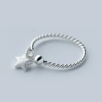 MloveAcc Argint 925 poftă de mâncare 3D Star Farmec Degetul Mic Ring Inel Coada Mai bun Prieten Iubitor de Femei din Partid Inele de en-Gros
