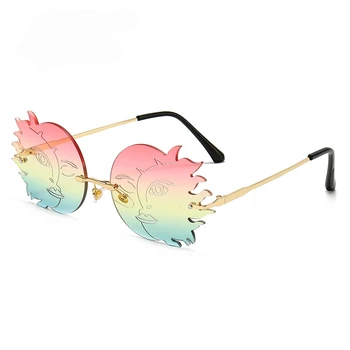 Retro fara rama sun moon smiley doamnelor 2020 ochelari de soare retro punk ochelari de soare de brand designer de ochelari oversized UV400