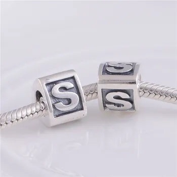Se potrivește Pandora Brățară DIY Margele Scrisoare S Slide Distanțier Farmecul Șirag de mărgele Autentic Argint 925 Farmece Femei Bijuterii