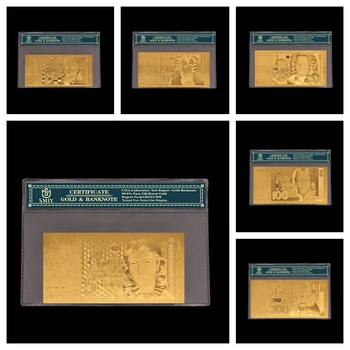 6Pcs/Lot 1991 Germania 24k Aur a Bancnotelor Set 5/10/20/50/100/200 Marca Placat cu Aur 999 De Bani de Hârtie Lege Cu COA Cadru