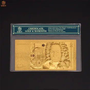 6Pcs/Lot 1991 Germania 24k Aur a Bancnotelor Set 5/10/20/50/100/200 Marca Placat cu Aur 999 De Bani de Hârtie Lege Cu COA Cadru