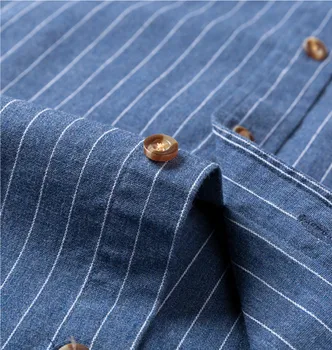 Supradimensionat Tricou cu Dungi, Carouri din Bumbac cu Mânecă Lungă Cămăși pentru Bărbați de Înaltă calitate de Culoare Filare Business Casual Haine Retro