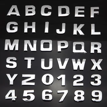 Autocolant auto alfabetul și numerele de argint și de culoare neagra