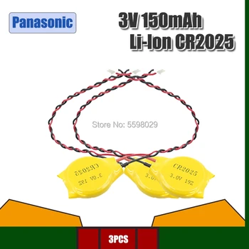 3PCS/LOT Panasonic CR2025 2025 Baterie Buton cu Fir și Conectați CMOS 3V Bateria de BIOS