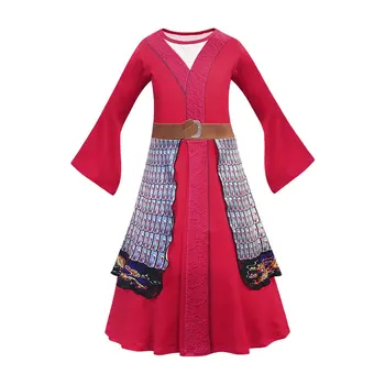 2020 Mulan Costum Pentru Teen Fată Rochie de Moda Copil de Imprimare Tabard Cosplay Rochie pentru Copii Petrecere Deghizare Tunica Haine 8 10T
