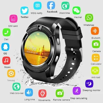 Impermeabil Ceas Inteligent Bărbați cu Camera Bluetooth Smartwatch Pedometru, Monitor de Ritm Cardiac Cartela Sim Ceas de VÂNZARE FIERBINTE