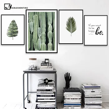 Stil Nordic Frunze De Cactus Panza Poster De Imprimare Citate Motivationale Arta De Perete Pictura Tablou Modern Living Room Decor