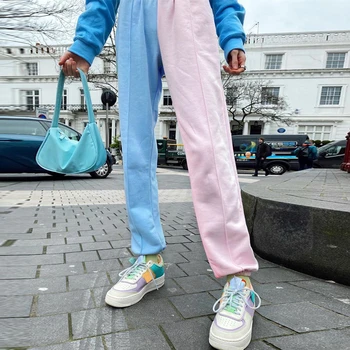 Primăvara neon tie dye joggeri înaltă talie pantaloni largi lungi femei pantaloni de trening pantaloni largi 2020 toamna streetwear haine KZ179