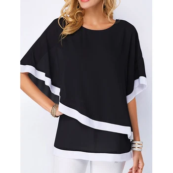 Bigsweety Vară Șifon tricouri 2020 Femei Bat Mâneci Neregulate Tricou Femei Îmbrăcăminte Împletit Jumătate Maneca Tricou Top