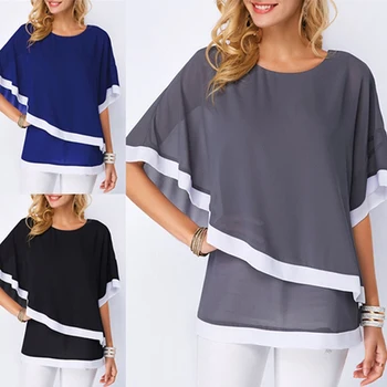 Bigsweety Vară Șifon tricouri 2020 Femei Bat Mâneci Neregulate Tricou Femei Îmbrăcăminte Împletit Jumătate Maneca Tricou Top
