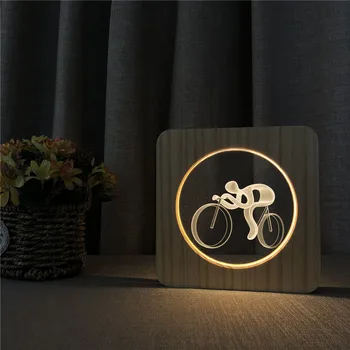 Bicicleta Sport 3D LED Arylic Noapte Lampă de Masă Lumină de Control Comutator Sculptură Lampa pentru Camera Copiilor Decora Dropshipping
