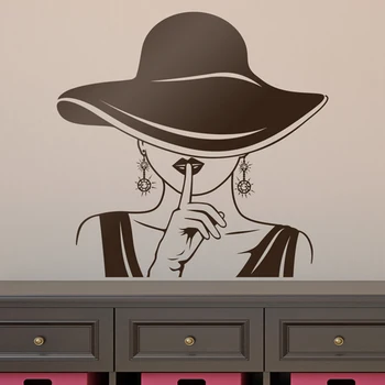 Autocolante de perete Eleganta Tăcut O Doamnă Elegantă, Cu Un Gest De Tăcere Vinil Decal Tapet, picturi Murale DIY BS18