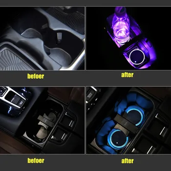 Universal DIY 2 BUC IP67 Acril cu LED-uri Auto Ceașcă Titularul Abajur Luminos Decor Accesorii Auto Coaster Interior Accesorii