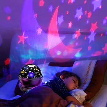 Lumina Dormitor Noptieră Lampa Baterie/USB Alimentat Cerul Înstelat Proiector LED Lumina de Veioza Dormitor Copii Cadou de Dormit