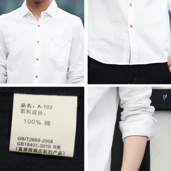 MIACAWOR 2019 Nou Brand de Modă de Culoare Solidă pentru Bărbați Cămăși de Bumbac Toamna cu Maneca Lunga Tricouri Casual Slim Fit Camisa Sociale MC315