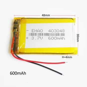 3.7 V 600mAh 403048 lipo litiu polimer baterie reîncărcabilă pentru MP3 navigator GPS DVD recorder cască e-book foto