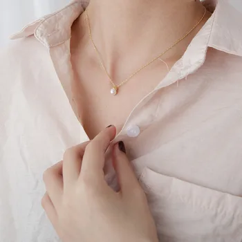 INZATT Real Argint 925 Minimalist perla Pandantiv Colier Pentru Femei de Moda Trendy Bijuterii Fine Classic Accesorii