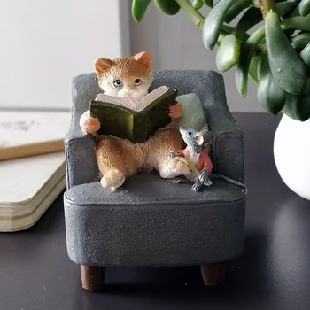 Saideke Acasă Pisica Drăguț Desen Animat Animale Figurine Miniaturale De Gradina Zână Miniaturi Decoratiuni Acasă
