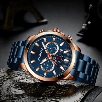CRRJU Noua Moda din Oțel Inoxidabil Mens Ceasuri de Top de Brand de Lux, Multi-funcția de Cronograf Cuarț Ceas de mână Relogio Masculino