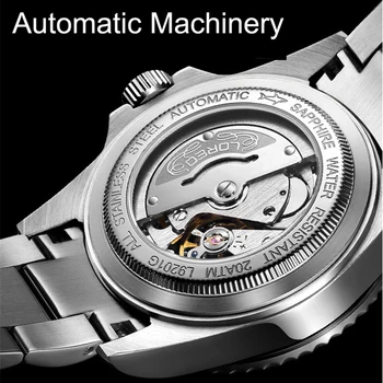 LOREO 200M Scufundări Ceas Automată de brand de Lux Safir Ceas Mecanic Barbati Calendar Luminos Pescăruș 1612 Mișcare Mens Watch