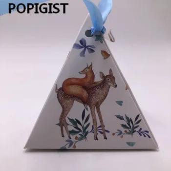 100buc Desene animate Unicornul de Iarna ursul Piramidă Triunghiulară Cutii de Bomboane marturii de Nunta Petrecere de Aniversare pentru copii de Crăciun cadou caseta pach
