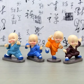 Culoare Shaolin kung fu Băiat figurina Practicarea Wushu și Combaterea Patru No. 4 Călugări Interior Masina Bijuterii figurina decor acasă