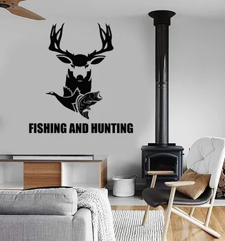 Home Decor de Perete de Vinil Decal Pescuit Pește de Vânătoare Hobby de Cerb Sticker Mural Art Deco Interior Tapet 2KN16