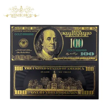 10buc/Lot Nou Design Pentru America de Bancnote de 100 de Dolari Bancnote în 24k Negru Placat cu Aur Fals Bani de Hârtie Pentru Colectarea