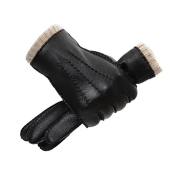 2020 nouă bărbați mănuși de iarnă de înaltă calitate din piele lucrate manual din lână mănuși touch screen de conducere și de echitatie gros de bumbac mănuși