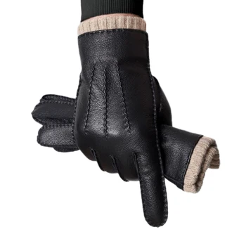 2020 nouă bărbați mănuși de iarnă de înaltă calitate din piele lucrate manual din lână mănuși touch screen de conducere și de echitatie gros de bumbac mănuși