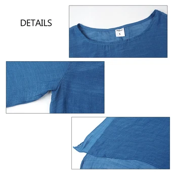 Bumbac Moale Solid Bluza de Vara Vrac Plus Dimensiune Bluza O-Neck Maneca Lunga Femei Topuri si Bluze Anomalistic Casual Femei Tunica